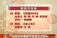2012央视龙年春晚节目单正式曝光 刘谦重返春晚